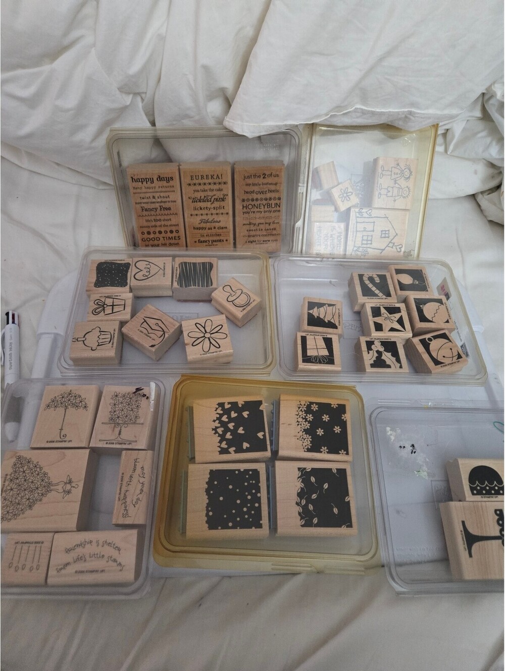 Stampin' Up! Wood Mounted Rubber Stamp Set Lot of 7 / Vintage